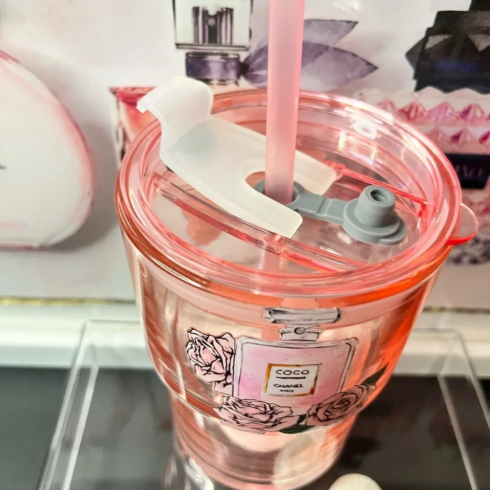 🆕Pink Glass Tumbler with Straw NWT - Picture 2 of 3